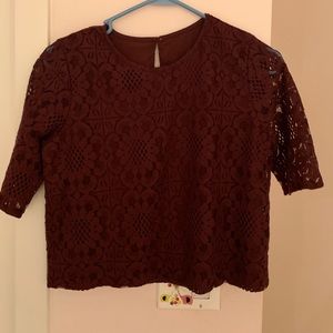 Maroon lace crop top
